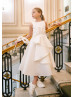 White Satin Flounce Flower Girl Dress